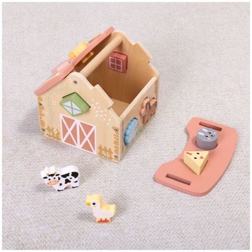 Tooky Toys Tooky Toy Wooden Shape Sorter Barn for Toddlers - Develops Fine Motor Control and Spatial Reasoning - 3-4 Years