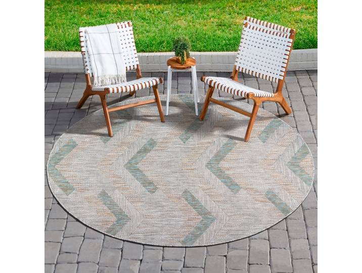 Outdoorteppich SANAT Melissa 8004 , auch in Rund erhältlich , grau, H:10mm Ø:150cm, Kunstfaser, Teppiche, Outdoorteppich, Kurzflor, In -und Outdoor geeignet, Wohnzimmer