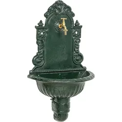 Wandbrunnen aus Graugus, grün, mit Messing-Auslaufventil