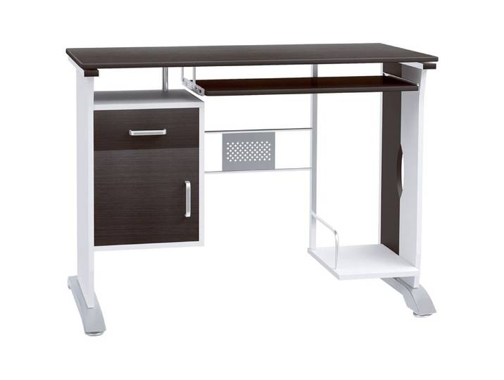 Bureau informatique avec tiroir support clavier et étagère unité centrale 100x52x75 cm noyer noir 100 x 52 x 75cm 75cm