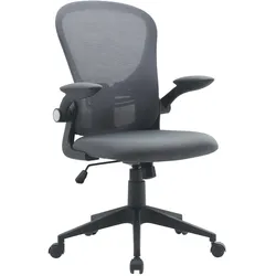Bürostuhl Kempton mit Armlehne, Stoff und Netzgewebe, modern, grau, höhenverstellbar, gepolstert