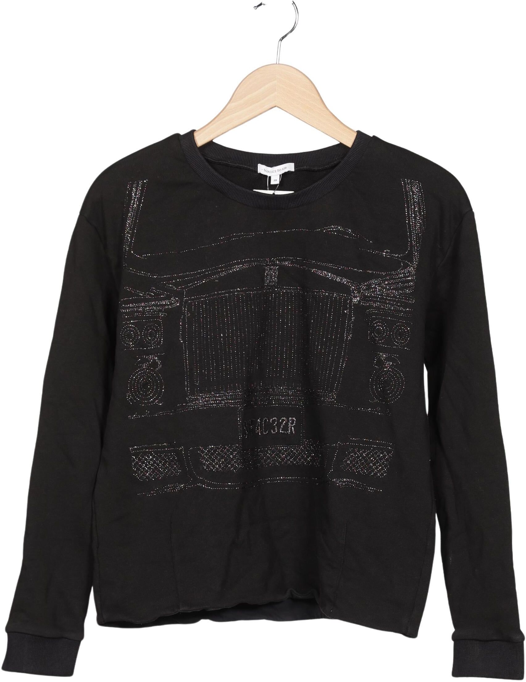 Surface TO AIR Damen Sweater, Schwarz, Gr. EU 38, Synthetik / Baumwolle - Second Hand