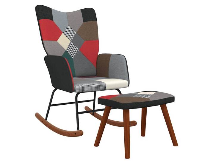 vidaXL Schaukelstuhl Schaukelstuhl mit Hocker Patchwork Stoff (1 St)