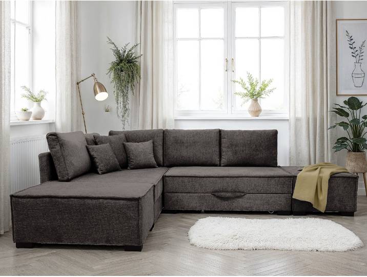 Home affaire Night & Day L-Form, B: 316 cm mit Dauer-Schlaffunktion 180x200 cm Set: Sofa & Hocker, Schlaffunktion, Bettkasten & Kissen, Boxspringbett