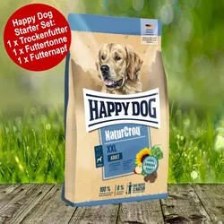 Happy Dog Premium NaturCroq XXL Starter-Set inkl. Futtertonne und Futternapf