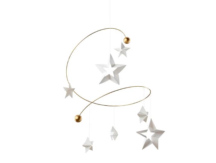 Flensted Mobiles - Starry Night Mobile 7, weiss / gold