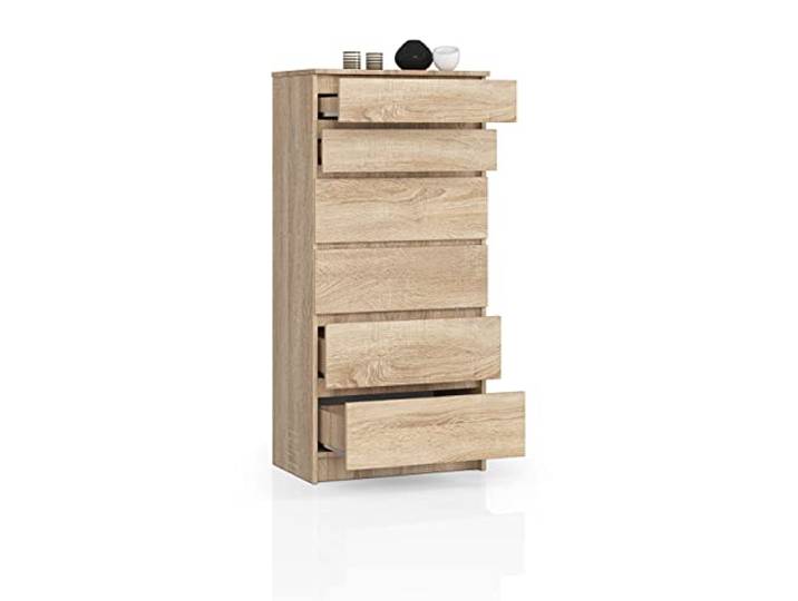 BDW Kommode mit 6 Schubladen, Sideboard, Multifunktionsschrank, Wohnzimmer, Esszimmer, Schlafzimmer 60x130x40cm (Sonoma Eiche)