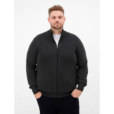 Strickjacke LERROS "Dezent gestaltete Strickjacke in 2-Tone-Optik, große Größen", Herren, Gr. 3XL, schwarz, 100% Baumwolle, Strickjacken Strickjacke