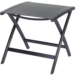 Diamond Garden Fußhocker VALENCIA, Edelstahl Dunkelgrau / Kunststoffgewebe Schwarz/Silber