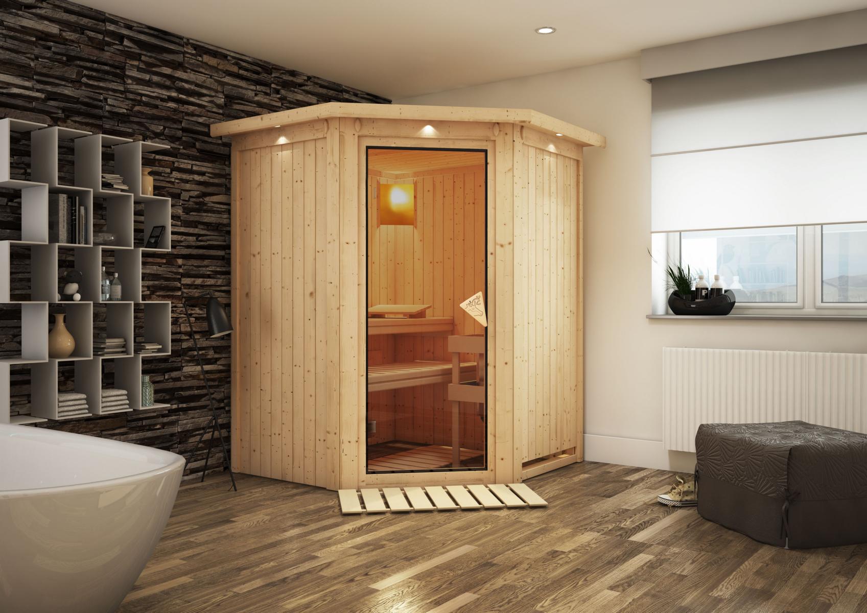 KARIBUHOLZT Sauna Nanja Eck o. Zub. bronz.GGT u. DK 08288713