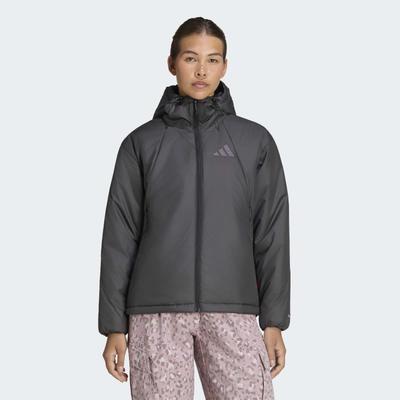 Outdoorjacke ADIDAS TERREX "MULTI PRIMALOFT, KAPUZE, ISOLIEREND", Damen, Gr. M, grau (schwarz), Obermaterial: 100% Polyester, Jacken Outdoorjacke, für Erwachsene, mit Reißverschluss, aus Polyester