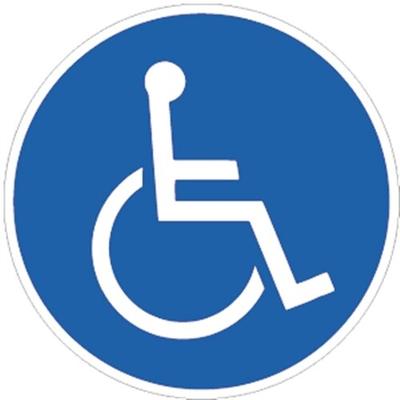Aufkleber Rollstuhlfahrer, Folie, Ø 100 mm