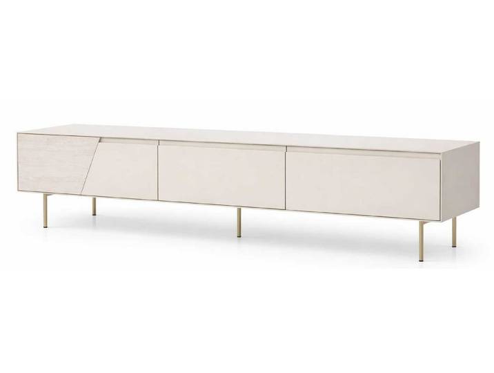 JVmoebel TV-Schrank Moderner TV Schrank beige Holz quadratisch Metall geräumig