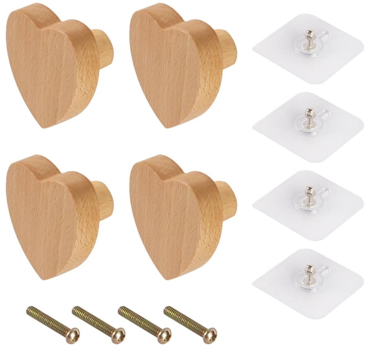 Dailygoods Dailygoody Hartvormige Houten Meubelgrepen - Houtkleur