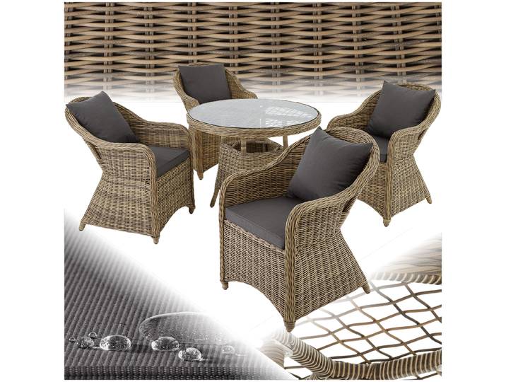Aluminium Rattan Sitzgruppe Zürich 4+1 - natur