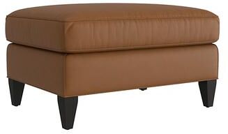 Cameron Leather Ottoman - Saddle Leather, Saddle Fossil - Ballard Designs
