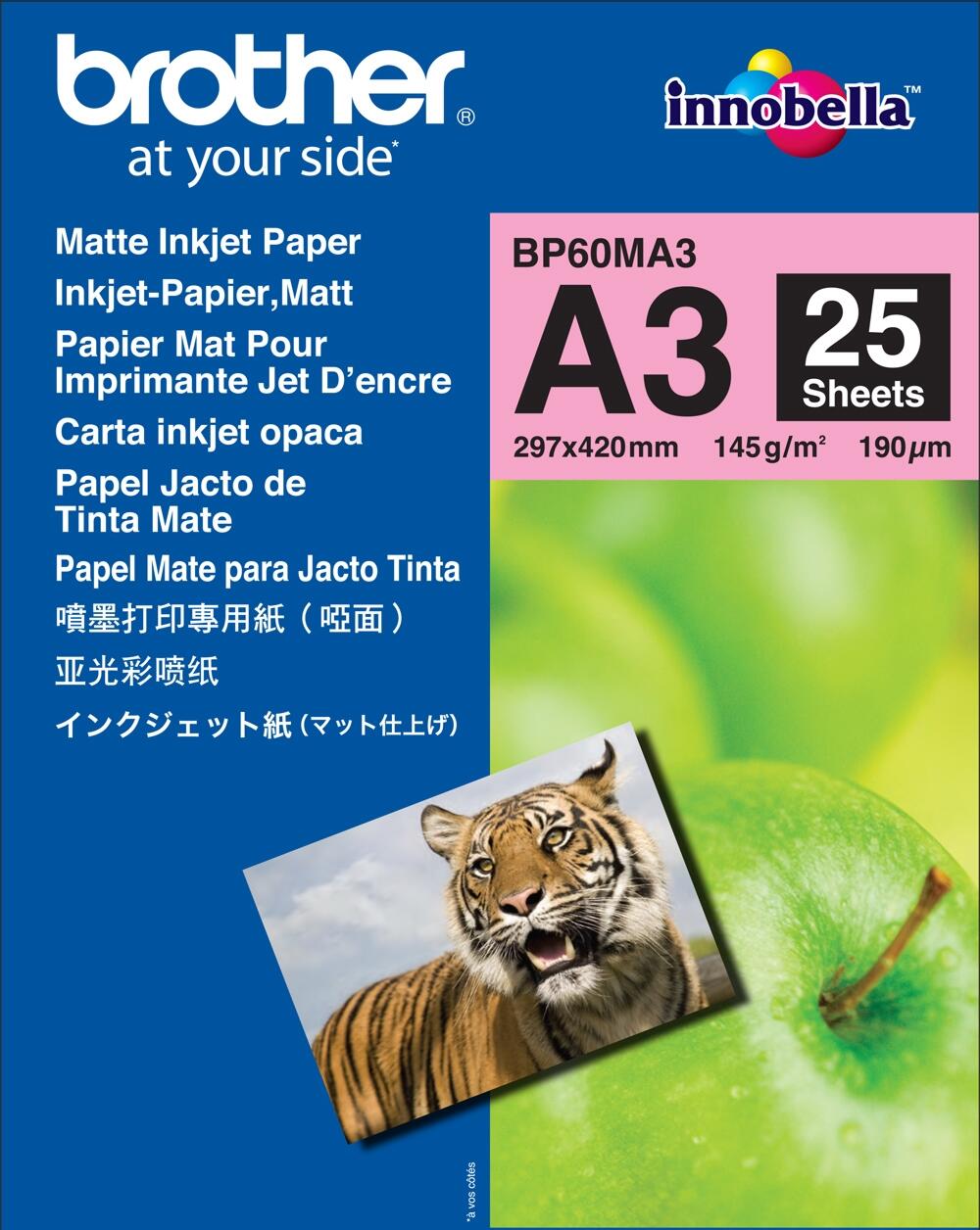 Brother BP - Papier, matt - A3 Nobi (328 x 453 mm) - 25 Blatt - für DCP J4210 Justio MFC-5890 MFC 5890, J4410, J4510, BP60MA3