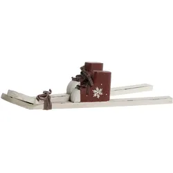 Chic Antique Vintage Ski mit Stiefeln, H7/L33/B12 cm, Weiß