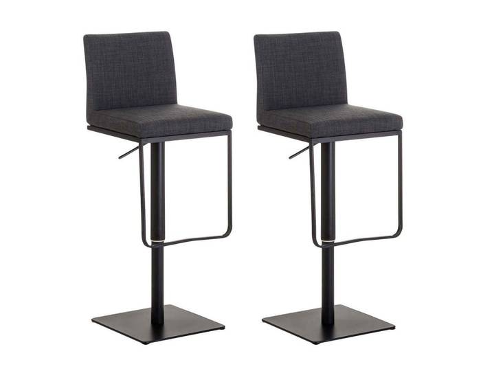 CLP Barhocker 2er Set Stoff Dunkelgrau, Metall, 42x86x44 cm, Esszimmer, Barmöbel, Barhocker