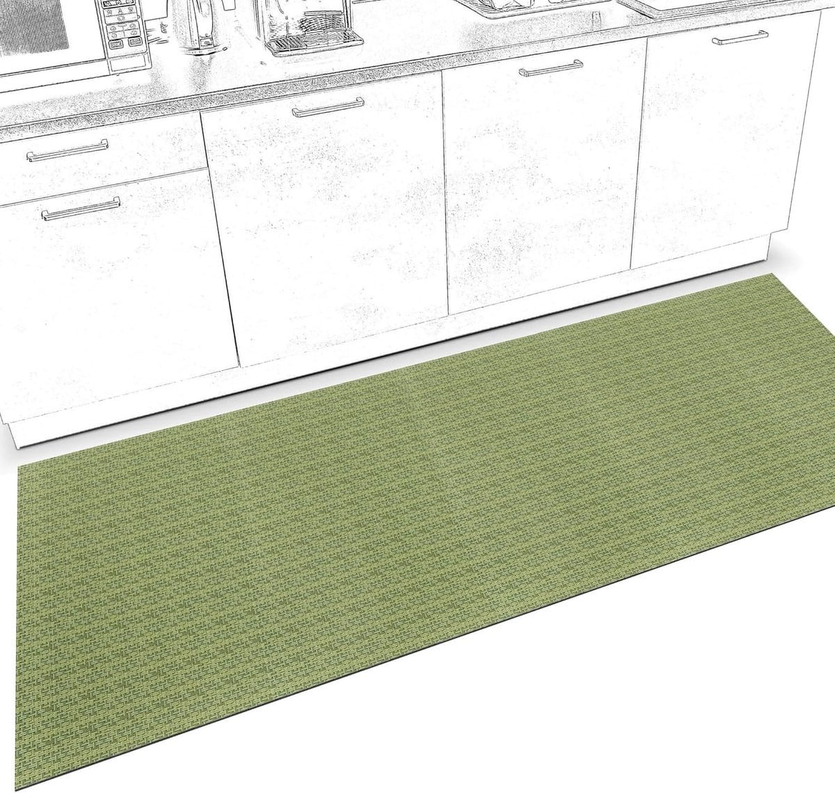 Groene Keuken Runner - Antislip Vloerkleed voor Keuken, Hal of Badkamer - B/D: 65 x 160 cm