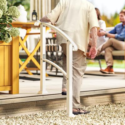 Outsunny Hand Rails for Outdoor Steps, 1-3 Step Outdoor Stair Railing, Metal Staircase Handrail with Installation Kit