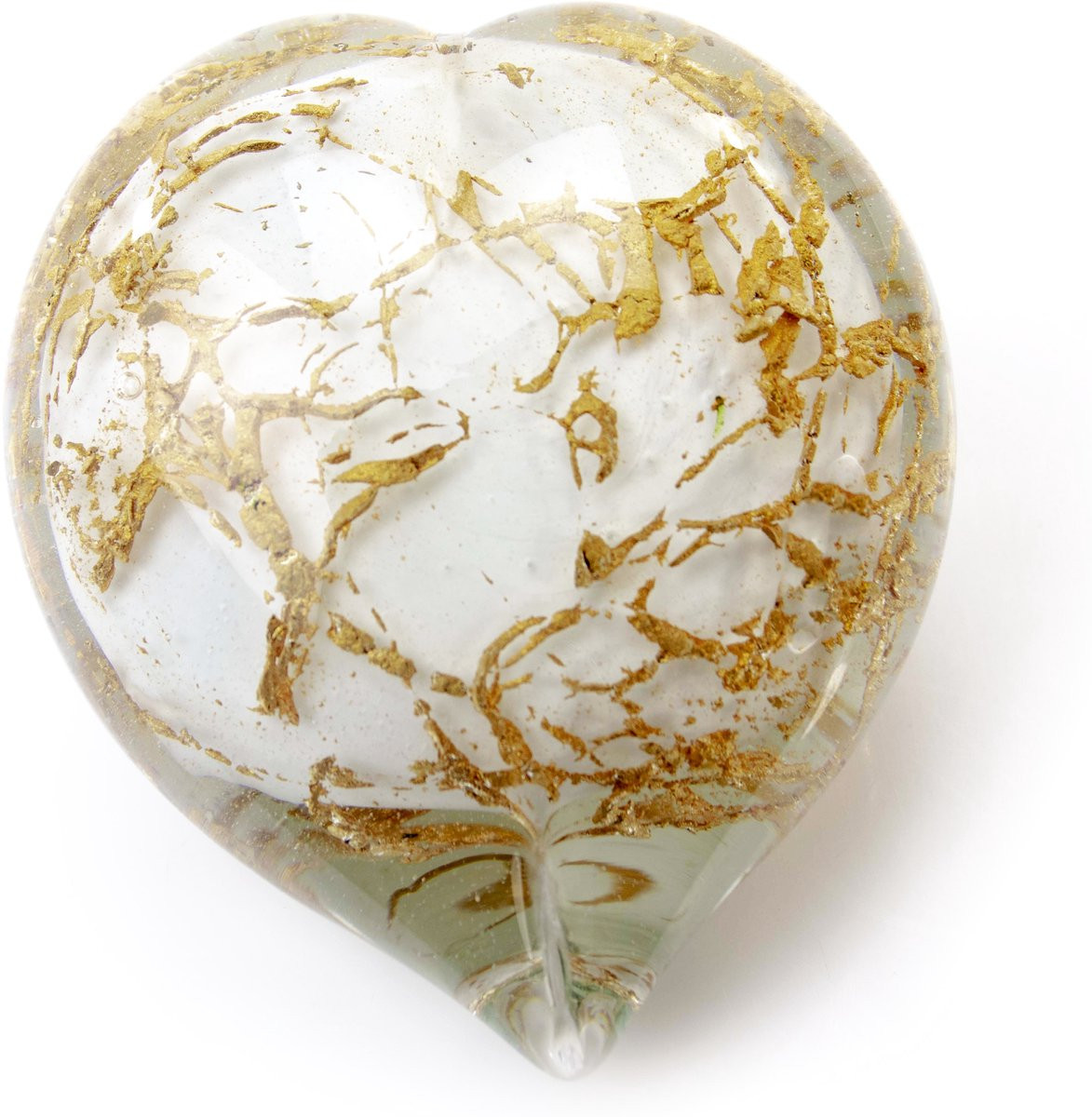 Loranto Mini Urn Hart Wit Goud - Handgemaakte glazen urn voor thuis