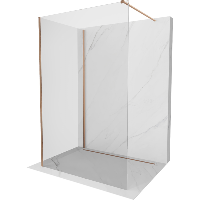 Mexen Kioto Duschewand Walk-in 125 x 110 cm, transparent, gebürstetes Messing - 800-125-212-65-00-110