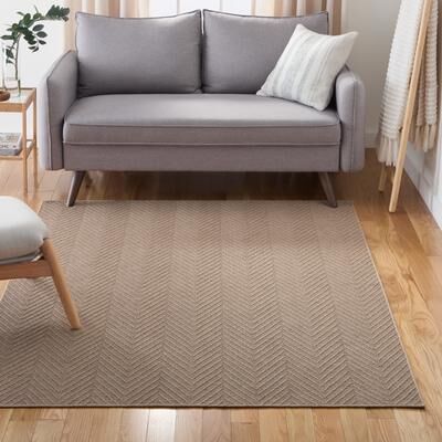 TOWN & COUNTRY BASICS Pax Herringbone Textured Solid Machine Washable Area Rug Brown