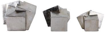 Sagebrook Home "Polyresin Orb Abstract Geometric Design (Set of 3) - 7"", 6"", 4"" Silver - 8"" x 7.75"" x 6.5"""