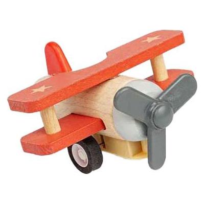Bigjigs Doppeldeckerflugzeug aus Holz zum Zurückziehen (BJ36072-MODRA)