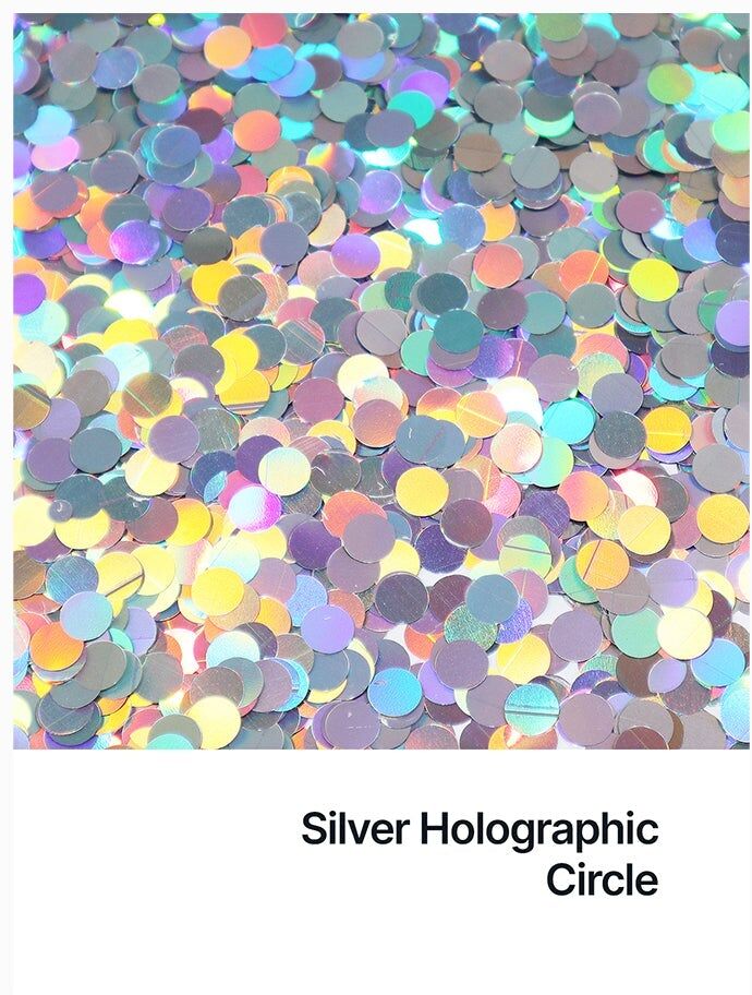 Hemway Shaped Ultra Sparkle Glitter   Circle   Cosmetic, Festival, Crafts - Silver Holographic - Shaped 50g