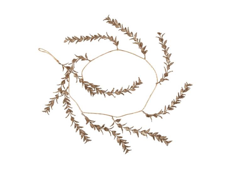 Weihnachtsgirlande mit goldenen Kunstblättern L130cm
