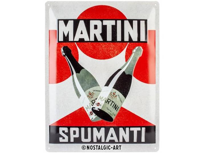 Nostalgic-Art Metalen Retro Bord, Martini – Spumanti – Geschenkidee voor cocktailfans, van metaal, Vintage ontwerp voor decoratie, 30 x 40 cm