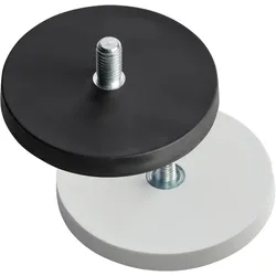 3 Gummierte Magnete mit Gewinde 88 mm | weiß | M8x15 mm | 56,2 kg, Neodym, Gummi, Stahl