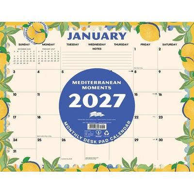 Mediterranean Moments 2027 22 X 17 Large Monthly Deskpad