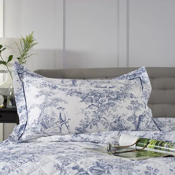 The Lyndon Company Toile De Jouy Oxford Pillowcase Pair Blue