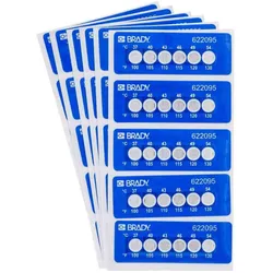 Brady, Etiketten, TIL-6-37C/100F, B-7511, Irreversible, temperaturanzeigende Etiketten, Polyester, Weiss auf Bl