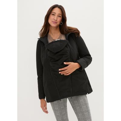 Umstandsjacke BONPRIX, Damen, Gr. 44, schwarz, Obermaterial: 100% Polyester. Futter: 100% Polyester. Wattierung: 100% Polyester, unifarben, lässig geschnitten, Jacken, 3-in-1 Funktion, regen- und windabweisendes Material
