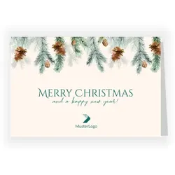 Weihnachtskarte: Tannenzweige in Creme