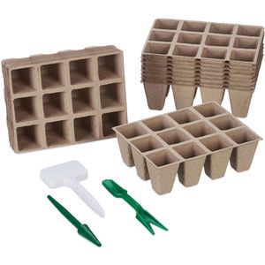 Relaxdays Anzuchttöpfe 10045157, 192 Stück, 3,5x3,5cm, aus Zellulose, Set