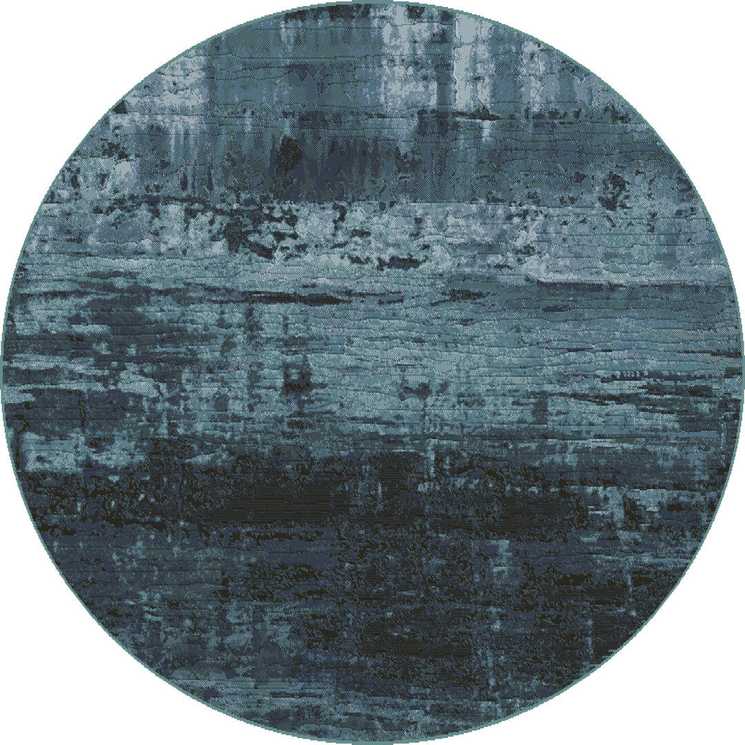 Trent Austin Design Aaliyah Abstract Area Rug Navy Blue Round 200cm
