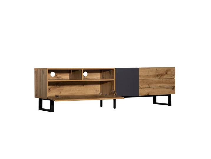 Rutaqian TV-Schrank Moderner Colorblocking-TV-Schrank,TV-Schrank mit Holzmaserung 180cm geeignet für Wohnzimmer Esszimmer und Schlafzimmer, 180x38x50cm