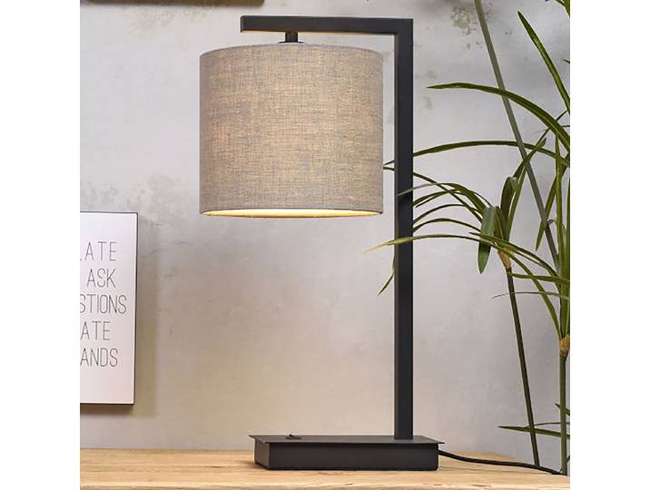 Lampe Boston Ø 18cm Gris/Gris/Noir Fer, thermopoudré E14