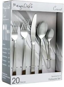 MegaChef Cravat 20 Piece Flatware Utensil Set, Stainless Steel Silverware Metal Service for 4 in Matte Silver