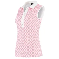 Par 69 Golf Bingo Damen Polo ärmellos pink/weiss