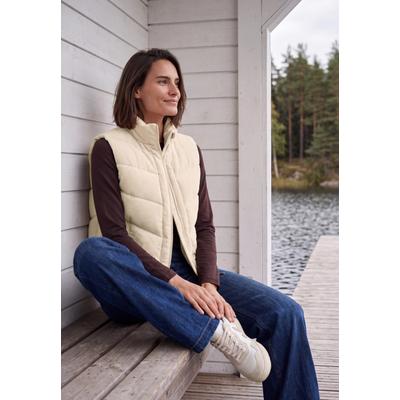 Cordweste CECIL, Damen, Gr. M (40), pearl beige, Cord, Obermaterial: 65% Baumwolle, 33% Polyester, 2% Elasthan. Futter: 100% Polyester, unifarben, bequem hüftbedeckend, Rundhals, Westen, mit Steppmuster und Zipper