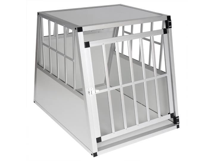 Cage pour chien EUGAD blanche, niche pour chien en aluminium gris avec 1 porte, lit pour animaux de compagnie, accessoires de transport pour chiots, cage de voyage, fournitures pour animaux de