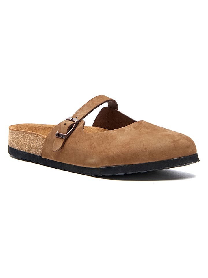 Comfortfusse Leder-Clogs in Sand - 39