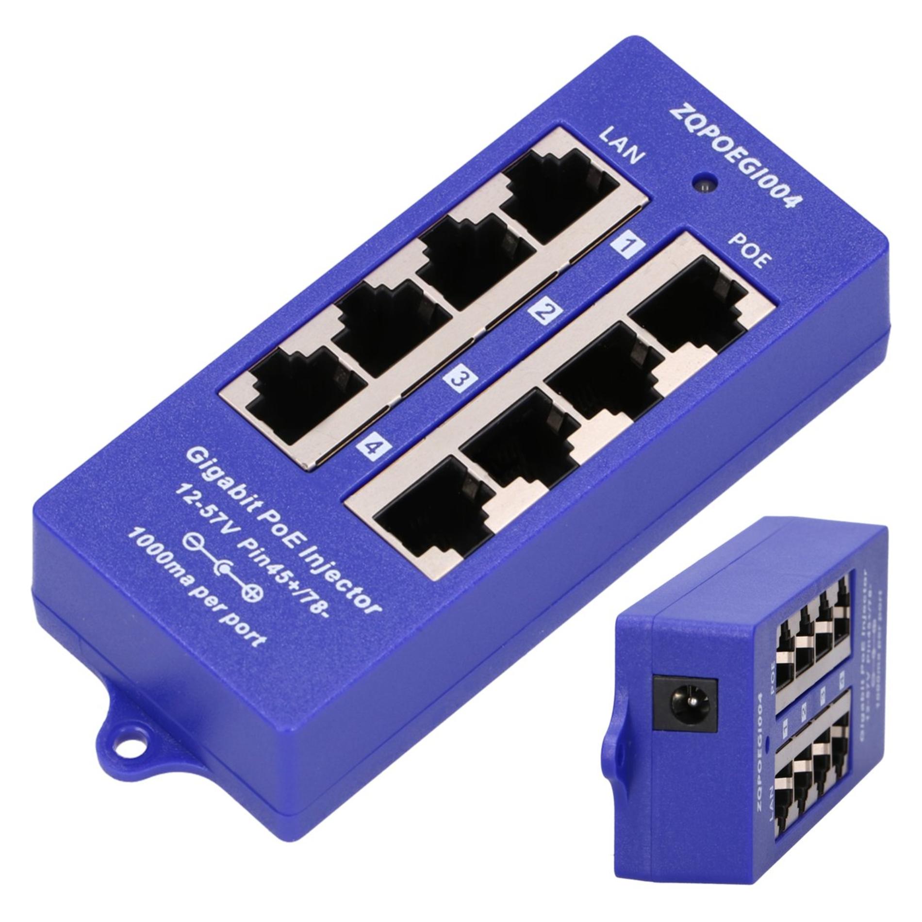 Extralink POE INJECTOR 4 PORT GIGABIT - - 4-Port Gigabit Ethernet (802.3af (PoE), 802.3at (PoE+), 48 W) (EX.6358)