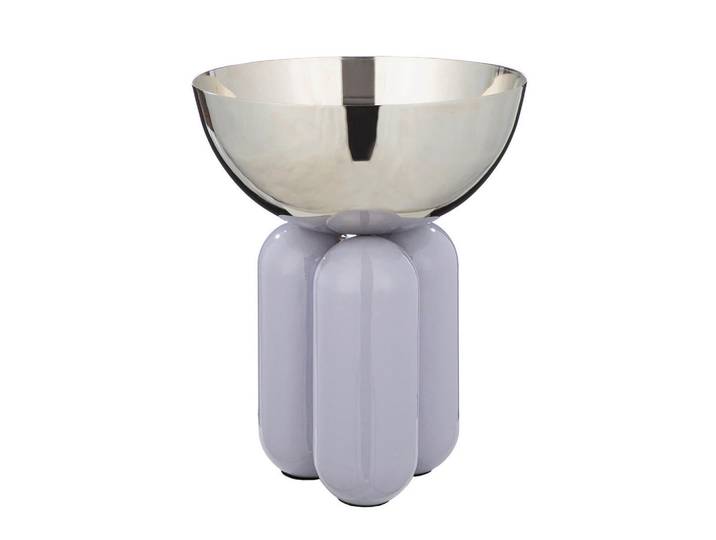 Dekoschale Lille, Silberfarben, Flieder, Metall, rund, 33 cm, robust, Dekoration, Dekoschalen